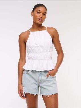 Abercrombie & Fitch White Smocked Halterneck Top Size Large